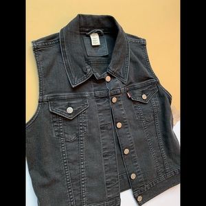 denim trucker vest